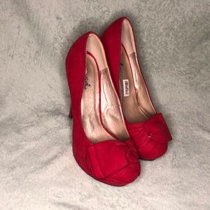 red platform heels